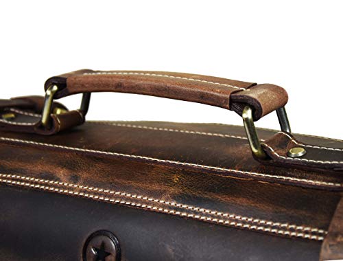 Leather Knife Roll Storage Bag, Elastic and Expandable 10 Pockets, Adjustable/Detachable Shoulder Strap, Travel-Friendly Chef Knife Case (Dark Brown, Leather) - color: Dark Brown