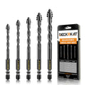 DECKRKAT Upgraded Black 4-Flute Serrated Masonry Drill Bit Set - 5-Piece Set (3/16" to 1/2") for Concrete, Tile, Glass, Brick, Ceramic, Plastic, - size: 5 Piece (3/16"-1/2"), style: 4-Flute Serrated Drill Bit