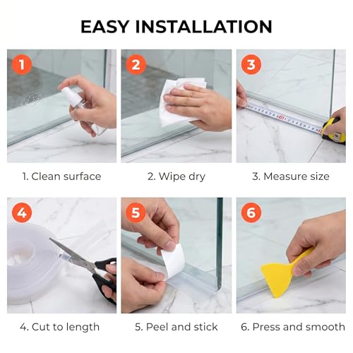 Weather Stripping Door Seal, Clear Silicone Door Weather Stripping Door Seal Strip for Door Frame 16.4FT Self Adhesive 25mm Seal Tape for Doors and Windows, Seals 0-15mm Gaps
