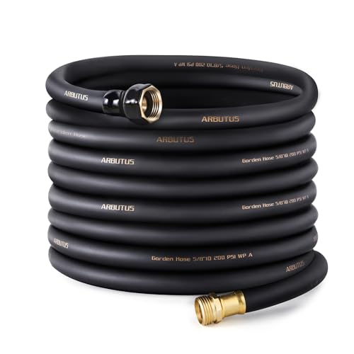 Garden Hose 5/8"x 75ft Brass Rubber Heavy Duty Water Hose 600 PSI Black - color: Black, size: 75FT