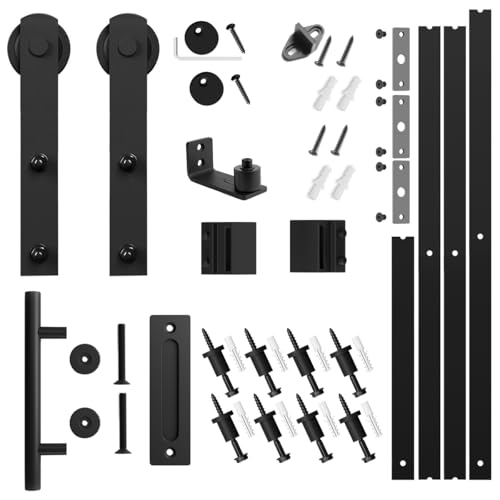 SMARTSTANDARD 10 FT Heavy Duty Sturdy Sliding Barn Door Hardware Kit Black - size: 10 Feet