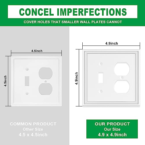 2 Pack White Modern Decorative Toggle/Duplex Outlet Covers Wall Plate - size: 2 Gang Toggle/Duplex