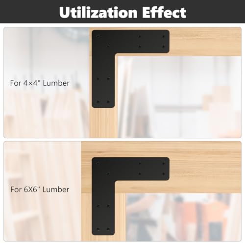 4 Pcs 10*10 Inch Post to Beam Connector, Timber Brackets - style: 4 Pack L Shape（10X10）