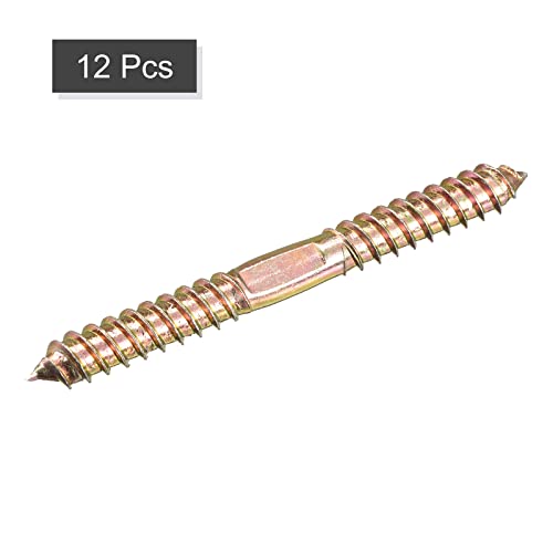 UXCELL 10x100mm Double Ended Self-Tapping Thread Dowel Screws, 12pcs for Wood Connecting - size: 100mm