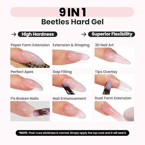 Beetles Hard Gel for Nails Rose Pink, 1 oz 9 in 1 Pink Builder Nail Gel - color: Rose Dusk Pink 1 oz
