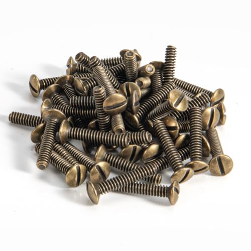 Henne Bery 3/4" Long 6-32 Thread, Oval Head Milled Slot Replacement Wall Plate Screws, 50 Pack, Antique Brass - color: Antique Brass, size: 3/4",50 Pack