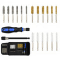 18pcs Wire Bore Brush Set for Drill Cleaning with 1/4" Hex Shank & Tool Bag - size: Nylon+Brass+Stainless Steel