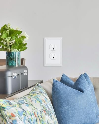 2-Pack Zinc Alloy Single Duplex Outlet Cover Plate, Solid Receptacle Cover - color: Pure White, size: 1 Duplex 2PK