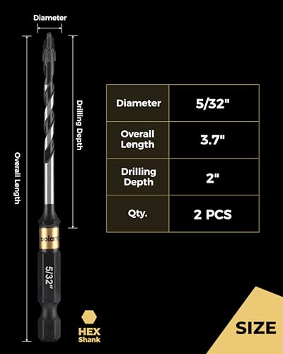 toolant 5/32" Serrated Eccentric Masonry Drill Bits, 2-Piece Set - size: 5/32"(2pcs)