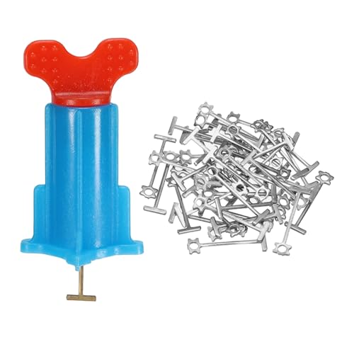 PATIKIL Tile Leveling Kit, 40 Pcs Reusable Leveler +40 Pcs Replaceable Steel T-Pin Tile Leveling System for Wall Floor, Red Blue