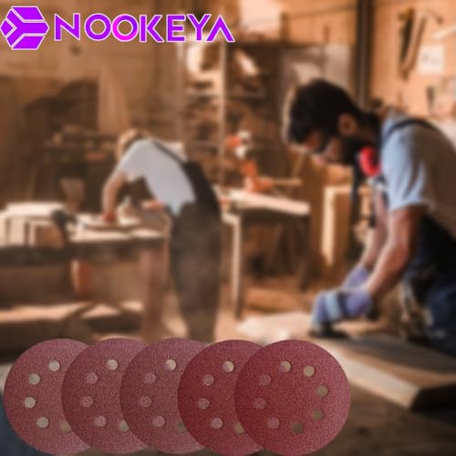 100pcs 5 Inch 8-Hole Sanding Discs Hook and Loop Sandpaper 40 60 80 120 220 320 400 600 Grits Sandpaper Sander Round Sand Paper for Random Orbital Sander - style: 100pcs 40-600 Assort Grit