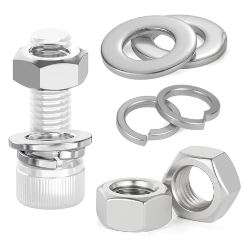 #1/2-13 Nuts and Washers Assortment Kit, Hex Nut Spring Washer Flat Washer - color: steel gray, size: SAE 1/2-13