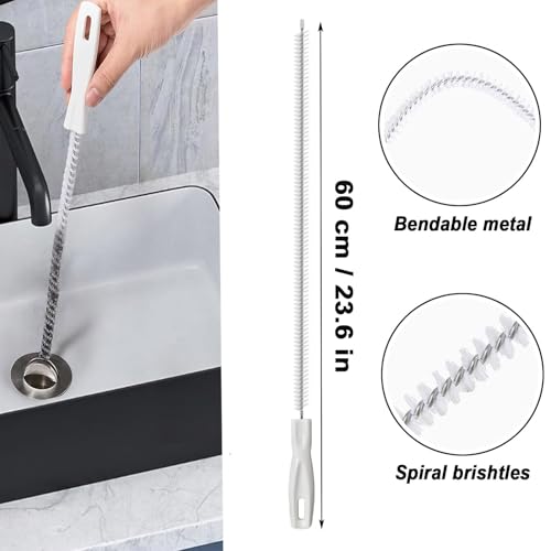 Cleaning Brush Kit, Flexible Drain Cleaning Brush, Drain Hair Removal Tool, Cleaner Brush for Bathroom, Toilet Rim, Sewer Drain, Tile Grout, Sink, Crevice, Pipe