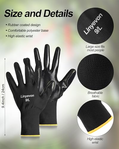 Maxcheck PU Coated Work Gloves Bulk Pack - color: Black, size: Large