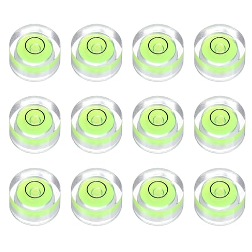 HARFINGTON 12pcs Circular Bubble Spirit Level 13x7mm Mini Round Bubble Spirit Level Little Measuring Layout Tools for TV Industrial Carpentry Picture Frame, Green/Black - color: Green/Black, size: 13x7mm