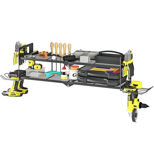 AZERPIAN Power Tool Organizer Heavy Duty Wall Mount Drill Tools Holder - size: 4 Slots 2Layers