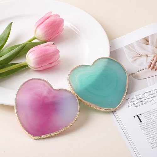 SUMAJU 2 Pack Heart Resin Nail Art Palette, Nail Art Painting Nails Polish Palette - color: Purplr, green