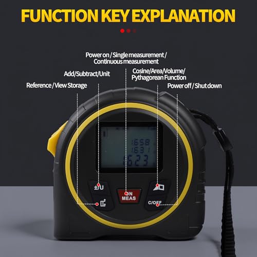 Laser Tape Measure 131FT, 3-in-1 Laser Distance Meter with Tape Measure, LCD Display, Portable Measuring Tool for Home, Construction, DIY