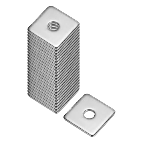 uxcell Square Washer, 25Pcs M5x20x20x2mm 304 Stainless Steel Square Plate Washers Flat Pad Spacer Gasket for Hardware Fastener - size: M5x20x20x2mm