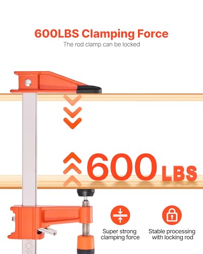 VEVOR Bar Clamps for Woodworking, 2-Pack 24 inch Opening, Lockable F-Clamp with 600 lbs Load Limit, 2-1/2 inch Depth, Cast Iron and Carbon Steel, Easy to Use, Wood Clamps for Woodworking Metal Working - size: 24"(2 Pack), style: Medium-Duty