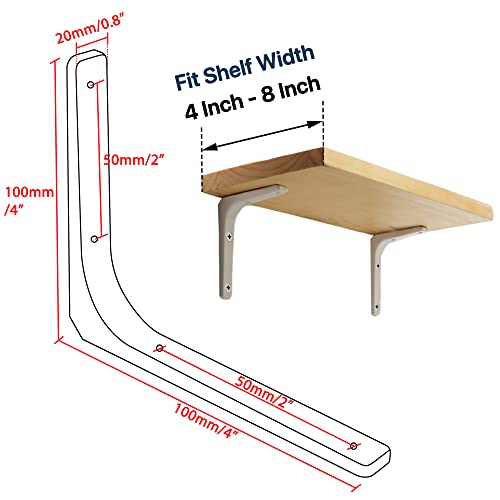 SAYAYO Wall Shelf Bracket White, 4 Inch Heavy Duty L Bracket for Wood - color: White, size: 4 x 4 Inch (4 PCS)