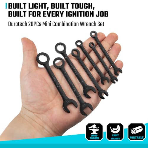 DURATECH Mini Wrench Set, Small Ignition Wrench Set, Black Electrocoat - color: Black