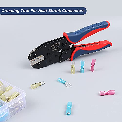 Wire Crimper for Heat Shrink Wire Connctors,Zhushan 20-10 AWG Heat Shrink Crimping Tool with 250pcs Electrical Wire Connectors,Ring Fork Buut Splice - style: Heat Shrink Crimping Tool(250pcs)