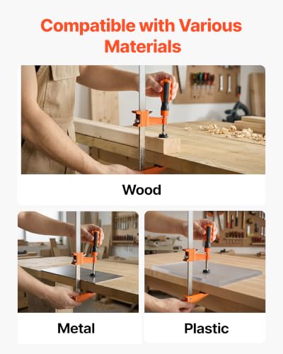 VEVOR Bar Clamps for Woodworking, 8-Pack, 24" Opening F Clamps, 600 lbs Load Limit, with Plastic Pad and Self-Locking Design, Premium Cast Iron and Carbon Steel, for Wood Working and Metal Working - size: 24"(8 Pack), style: Medium-Duty