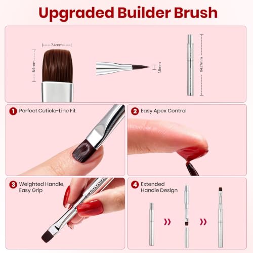 Beetles Hard Gel for Nails Wine Red, 30g TPO & HEMA-FREE & Flat Nail Brush - color: A - Crimson Allure