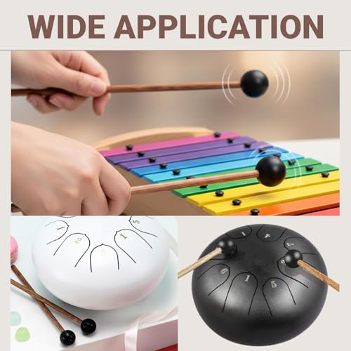 4Pcs Steel Tongue Drum Mallets with Soft Rubber Heads 6.5 Inch Gentle Mallets for Beginners Adults Practice and Healing Music