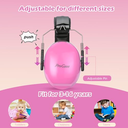 ProCase Noise Cancelling Headphones for Kids/Toddlers SNR 27dB Ear Muffs - color: Pink
