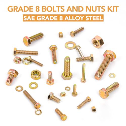 VIGRUE 1045PCS Grade 8.8 Metric Bolts and Nuts Assortment, M4 M5 M6 M8 M10 Bolt Assortment, Heavy Duty Zinc Plated, Length from 12mm - 30mm - size: 1045PCS M4 M5 M6 M8 M10 Bolts