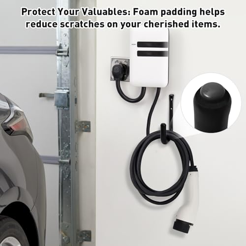KURUI 10" Garage Organization Wall Hooks, 66 LB Heavy Duty Water Hose Holder for Hanging Ladder Extension Cord Garden Tool Cable, 4 Pcs, Black - size: 10''-4pcs