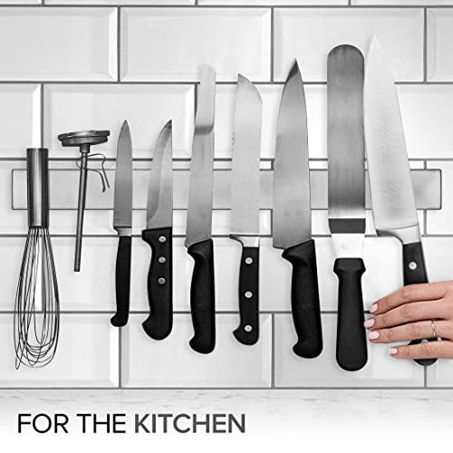 Modern Innovations Magnetic Knife Holder for Wall and Fridge - 18" Knife Magnetic Strip, Magnet Kitchen Knife Holder and Rack, Stainless Steel Magnetic Knife Bar for Kitchen Utensils - size: 18 Inch