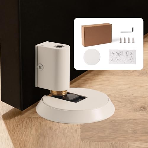 PANALI Windproof Door Stopper, Brass Mechanical Door Stop, 1 Pack, White - color: White