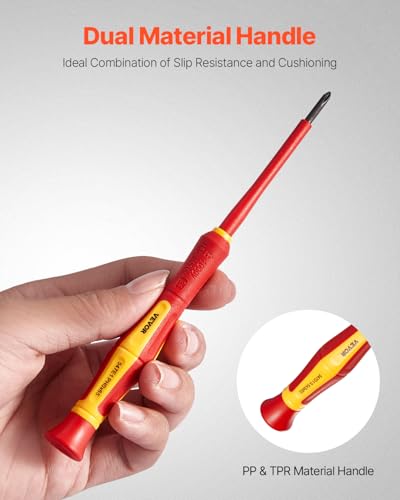 VEVOR Insulated Screwdriver Set, 6-Piece Professional Electrical Screwdriver Set, 1000V Insulated Electrician Tool Set, with Magnetic Phillips Slotted Tips, 360-Degree Rotating Screwdriver and Bag - style: 6pcs