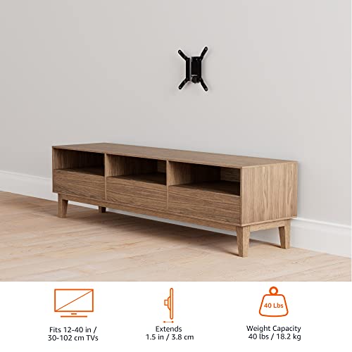 Amazon Basics Tilting TV Wall Mount for Wood Studs, Fits 12-40 inch TVs up to 40 lbs, VESA 200x200, Black - size: 12" to 40", style: Tilting