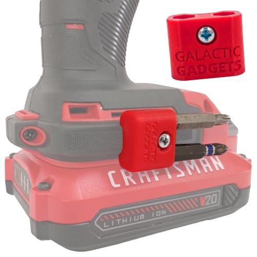 MAGNETIC Bit Holder for Craftsman V20 Drill/Driver, Side Mounted, Strong Magnets, Low Profile Design - Galactic Gadgets (Red) - color: Red, 1 Pack