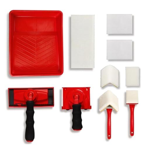10Pcs Paint Edger Kit,360 ° Rotating Handle Paint Edger with Trim, Touch-Up Pad,Corner Wall and Ceiling Pad Painter，Edge Painting Tool with Painter's Pad Refills