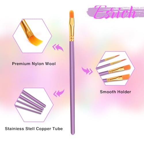 ESRICH 200PCS Paint Brushes, Paint Brush for Acrylic Painting - color: Purple, size: 200