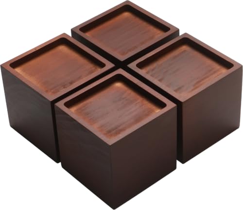 Lufia 4 Inch Solid Pine Wood Furniture Risers 4 Pack, 2000 LBS Heavy Duty Silicone Non Slip Lift Blocks for Bed Sofa Desk Cabinet - color: Dark Brown - 4-pack, size: 4 Inch