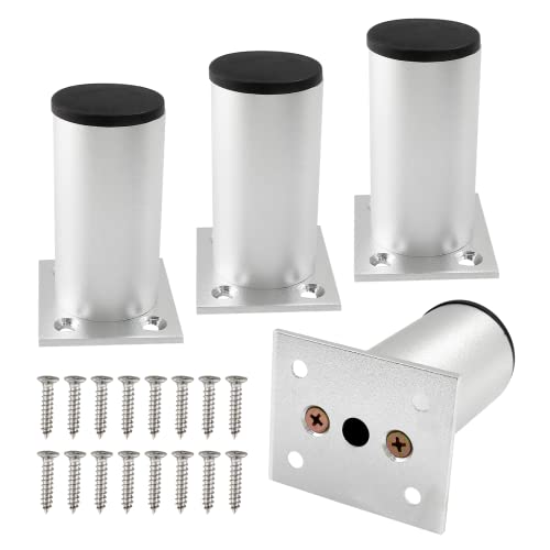 4-Pcs Adjustable Aluminum Alloy Furniture Legs 3" Height Silver - color: Silver, size: 3 Inch