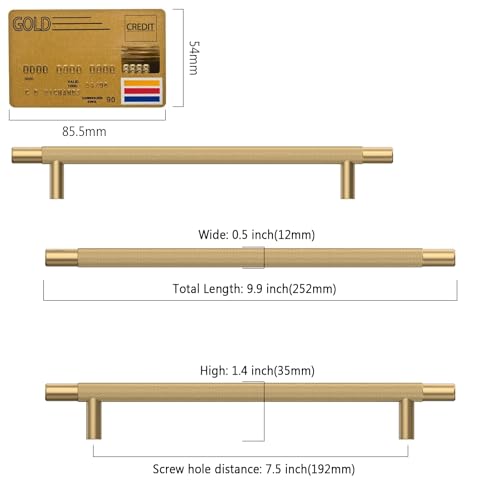 Amerdeco 10 Pack Champagne Bronze Knurled Cabinet Pulls 7.5 Inch Hole Centers Kitchen Cabinet Handles Hardware Kitchen Handles for Cabinets Handles IH0006 - color: Champagne Bronze, size: 7.5"/192MM Hole Center