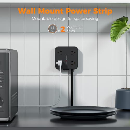 TESSAN Surge Protector Power Strip with 900J Surge Protection, 5 Ft, Black - color: Black with 1875W, size: 5 feet