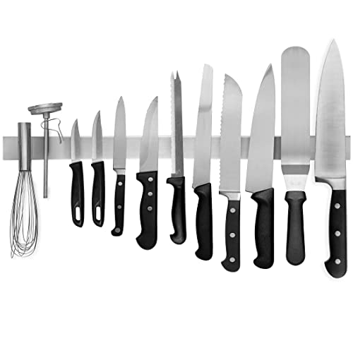 Modern Innovations Magnetic Knife Holder for Wall and Fridge - 24" Knife Magnetic Strip, Magnet Kitchen Knife Holder and Rack, Stainless Steel Magnetic Knife Bar for Kitchen Utensils - size: 24 Inch