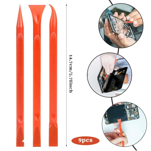 9 Pieces Plastic Scraper, No-Scratch Paint Scraper Tool Portable Car Crevice Cleaning Tool Multi-use Kitchen Scraper Small Sticker Remover for Tight Spaces, Crevices, Food, Labels, Oil Stains, Dirt - color: Red