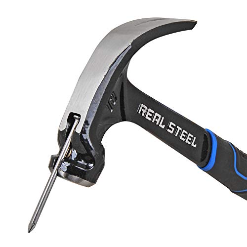 Real Steel 15 Oz One Piece Forged Curve Claw Framing Hammer with Cushion Grip 0516 - size: 15 oz