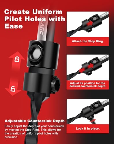 EZARC Countersink Drill Bit Set, 15PCS Tapered Bits with Plug Cutters