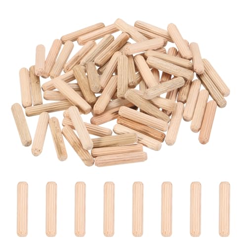 PATIKIL 95 Pcs Wood Dowel Pins 3/16" x 1 1/4" Fluted Wooden Dowels Hardwood Pegs for Woodworking Furniture DIY Crafts Projects Door Art - size: 3/16" x 1 1/4"