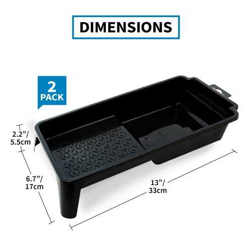 PD 4 Inch Paint Roller Tray, 2-Pack, Deep Pocket, Black Plastic - color: Tray (Black) – 2 Pack, size: 4-inch